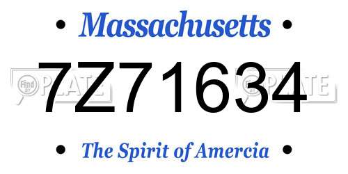 7Z71634 Massachusetts License Plate