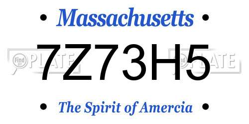 7Z73H5 Massachusetts License Plate