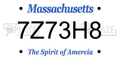 7Z73H8 Massachusetts License Plate
