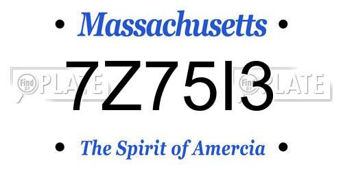 7Z75I3 Massachusetts License Plate