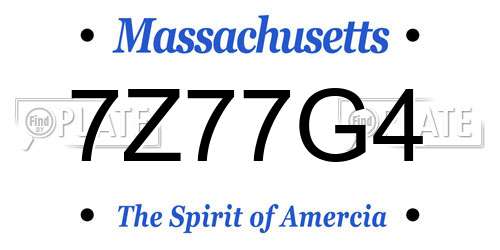 7Z77G4 Massachusetts License Plate