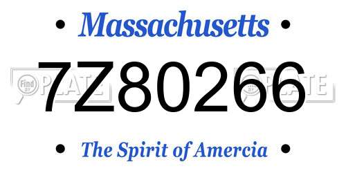 7Z80266 Massachusetts License Plate