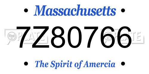 7Z80766 Massachusetts License Plate