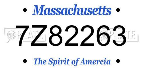 7Z82263 Massachusetts License Plate
