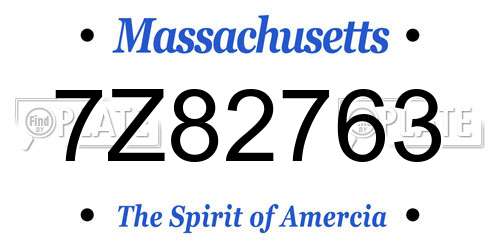 7Z82763 Massachusetts License Plate