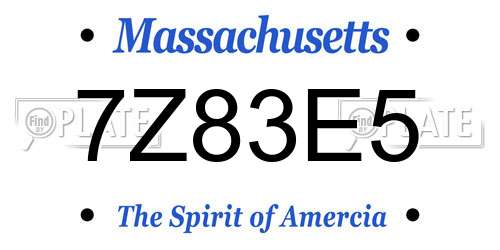 7Z83E5 Massachusetts License Plate