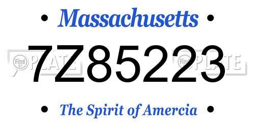 7Z85223 Massachusetts License Plate