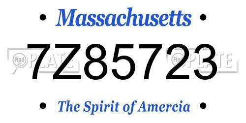 7Z85723 Massachusetts License Plate