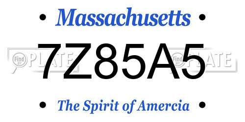 7Z85A5 Massachusetts License Plate