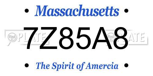 7Z85A8 Massachusetts License Plate