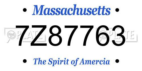 7Z87763 Massachusetts License Plate