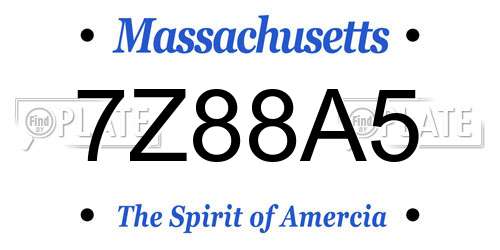 7Z88A5 Massachusetts License Plate