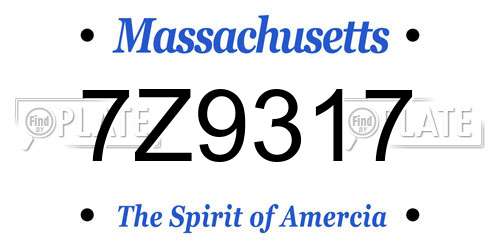 7Z9317 Massachusetts License Plate