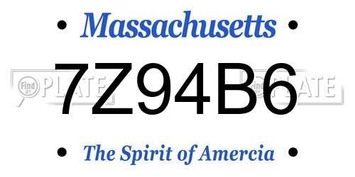 7Z94B6 Massachusetts License Plate