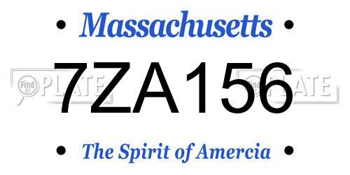 7ZA156 Massachusetts License Plate