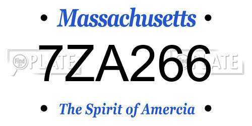 7ZA266 Massachusetts License Plate