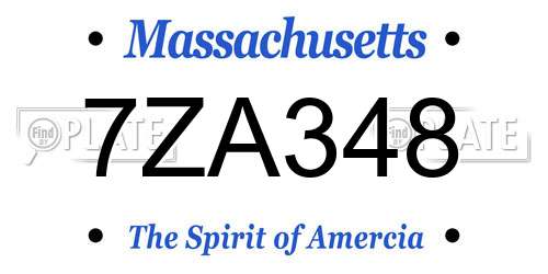7ZA348 Massachusetts License Plate