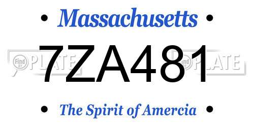 7ZA481 Massachusetts License Plate