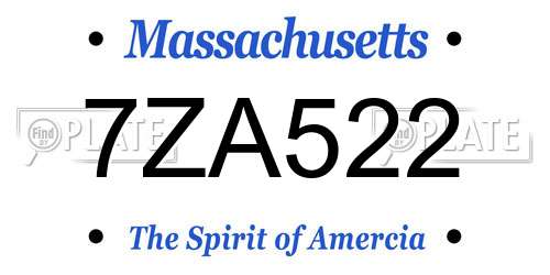 7ZA522 Massachusetts License Plate