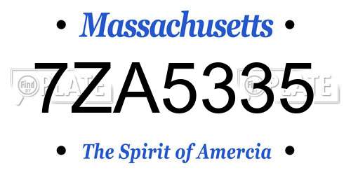 7ZA5335 Massachusetts License Plate