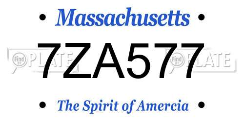 7ZA577 Massachusetts License Plate