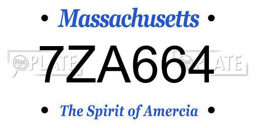 7ZA664 Massachusetts License Plate