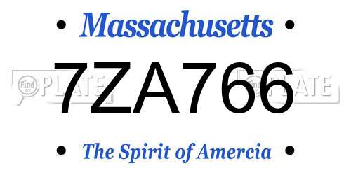 7ZA766 Massachusetts License Plate