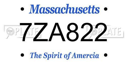 7ZA822 Massachusetts License Plate