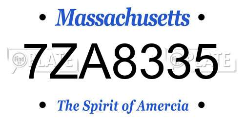 7ZA8335 Massachusetts License Plate