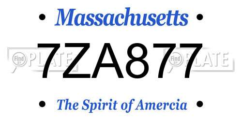 7ZA877 Massachusetts License Plate