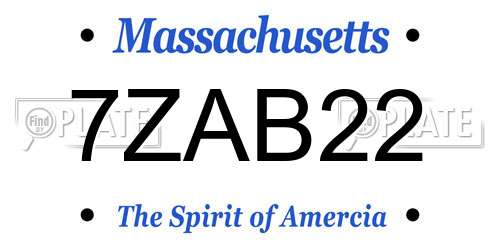 7ZAB22 Massachusetts License Plate