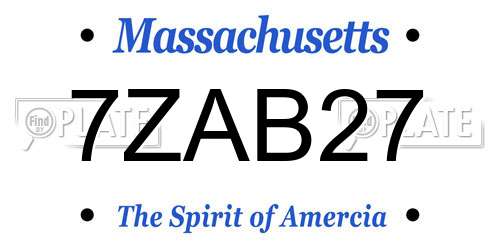 7ZAB27 Massachusetts License Plate
