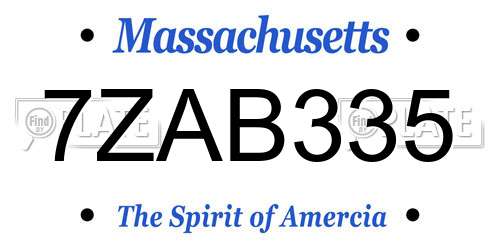 7ZAB335 Massachusetts License Plate