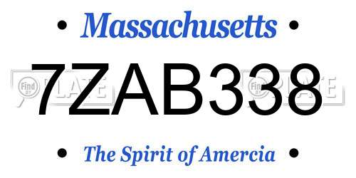 7ZAB338 Massachusetts License Plate