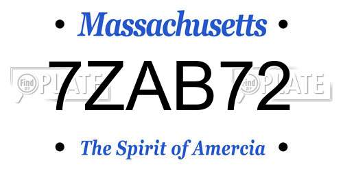 7ZAB72 Massachusetts License Plate