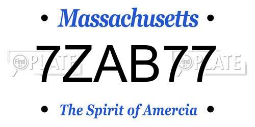 7ZAB77 Massachusetts License Plate