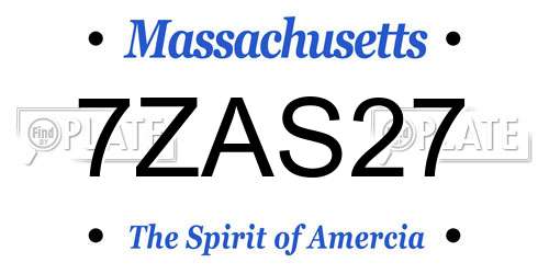 7ZAS27 Massachusetts License Plate