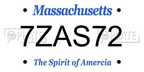 7ZAS72 Massachusetts License Plate