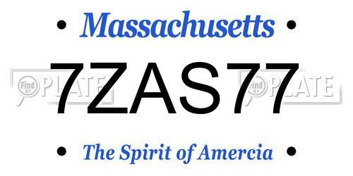 7ZAS77 Massachusetts License Plate
