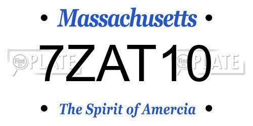 7ZAT10 Massachusetts License Plate