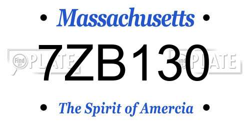 7ZB130 Massachusetts License Plate