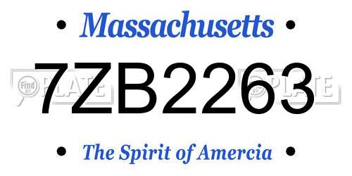 7ZB2263 Massachusetts License Plate