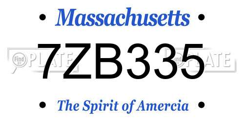 7ZB335 Massachusetts License Plate