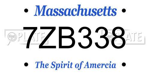 7ZB338 Massachusetts License Plate