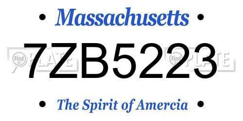 7ZB5223 Massachusetts License Plate