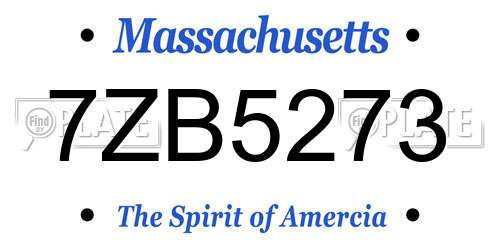 7ZB5273 Massachusetts License Plate