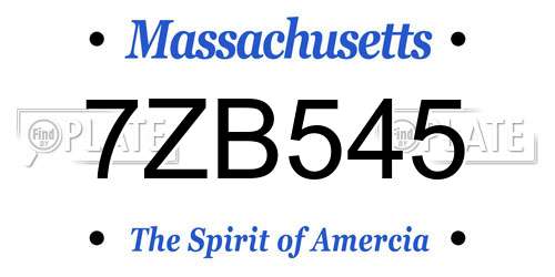 7ZB545 Massachusetts License Plate