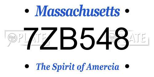 7ZB548 Massachusetts License Plate