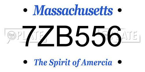7ZB556 Massachusetts License Plate