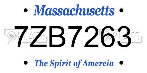 7ZB7263 Massachusetts License Plate